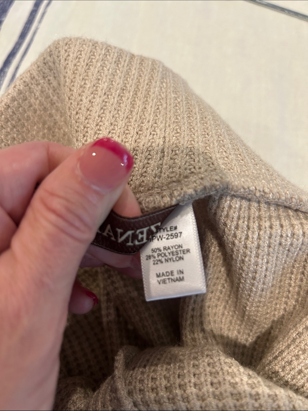 Zenana Waffle Knit Two-Piece Loungewear Set - Taupe/ Size Small - Picture 10 of 10